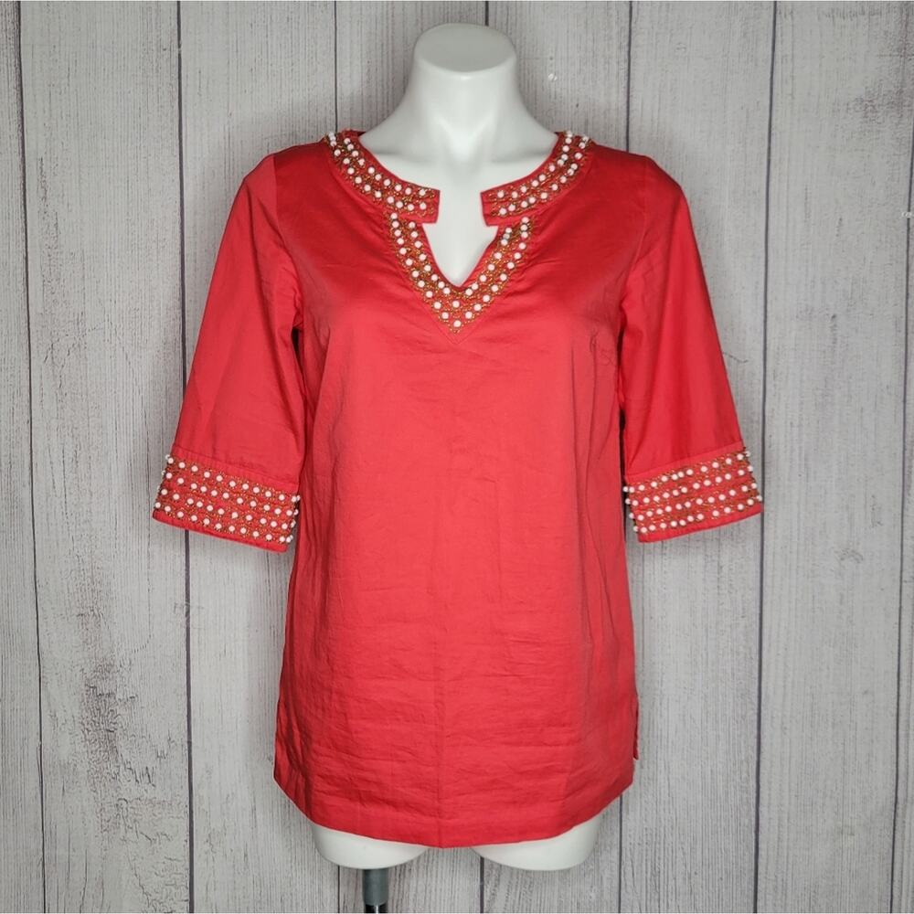 Lilly Pulitzer Coral Beaded Tunic Top, size 4